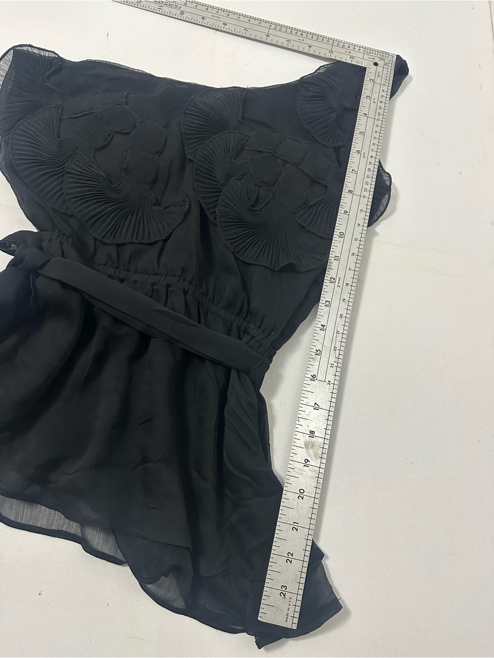 Black One-Shoulder Ruffled blouse - Picture 4 of 8